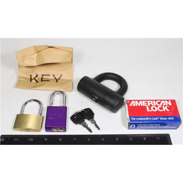 AMERICAN LOCK WITH KEY / LOT OF LOCKS KEYS MISSING