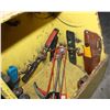 Image 2 : WOODEN BOX WITH VINTAGE TOOLS ELECTRICAL MORE