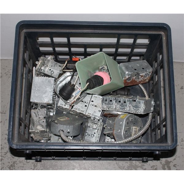ASSORTED METAL ELECTRICAL BOXES AND MISC