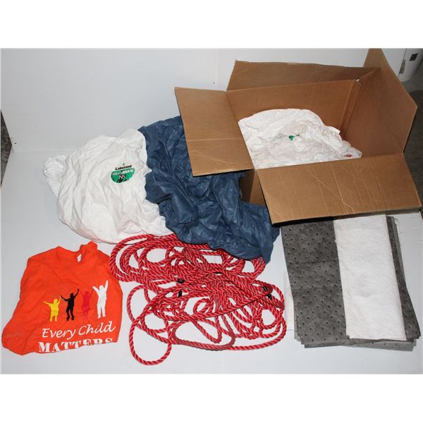 BOX OF ROPE AND LAKELAND 2XL COVERALL HOOD