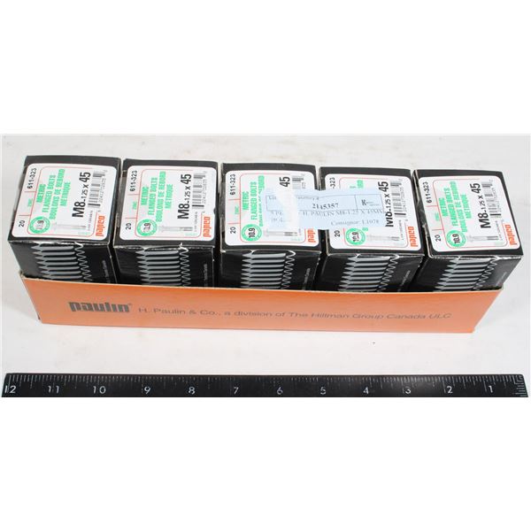 5 PK NEW H. PAULIN M8-1.25 X 45MM BOLTS