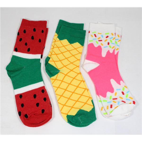 NEW SET OF 3 TREAT THEME SOCKS