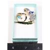 Image 1 : NEW BLUE RHINESTONE CAT WITH FISH BOWL BROOCH