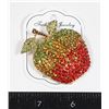 Image 1 : NEW GOLD TONE RHINESTONE APPLE BROOCH