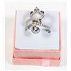 Image 1 : NEW SIZE 7 SILVER TONE KITTEN WITH BOW RHINESTONE