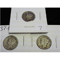 1937, 37-D And 37-S Mercury Dimes