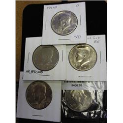 1971-D, 72-D, 73-D, 79-D And 2005-P Kennedy Halves