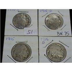 1914-S, 15-D, 15 And 16-D Buffalo Nickels