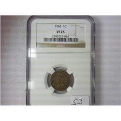 1863 Indian Head Cent NGC VF25