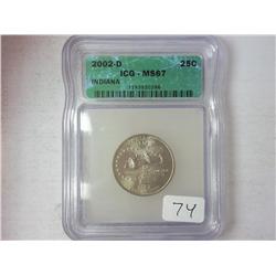 2002-D Indiana Quarter ICG MS67
