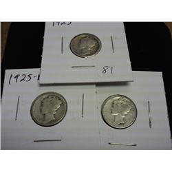 1925, 25-S And 25-S Mercury Dimes