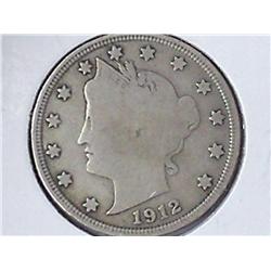 1912-S Liberty "V" Nickel (Key Date) Solid VG