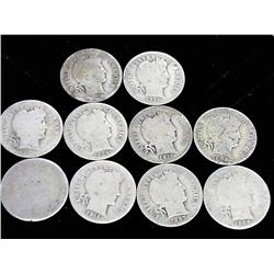 10 Assorted Barber Dimes (All One Money)