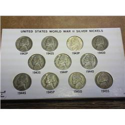 1942-45 WWII Silver Nickels (11 Coins) 35% Silver