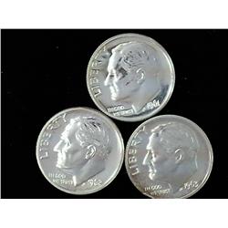 1961, 62 And 63 Roosevelt Silver Dimes (Proof)