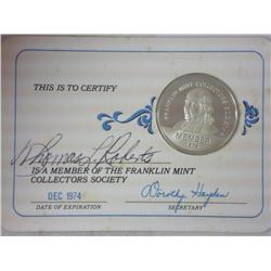 Franklin Mint Collectors Society Sterling Medal