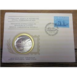 1977 Surinam FDC With Sterling Proof Medal