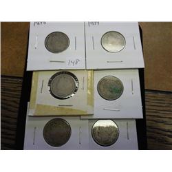 1898, 99, 06, 10, 11 And 12 Liberty "V" Nickels