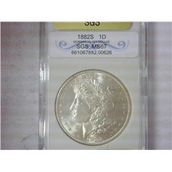 1882-S Morgan Silver Dollar SGS MS67