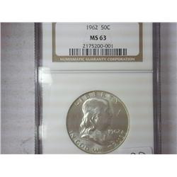 1962 Franklin Half Dollar ANACS MS63