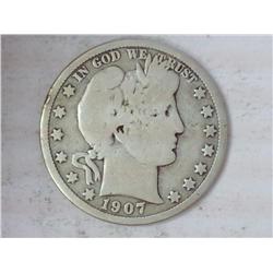 1907-D Barber Half Dollar