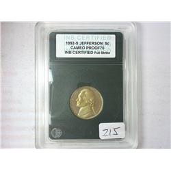 1992-S Jefferson Nickel INB Proof 70 Cameo