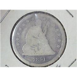1891 Seated Liberty Quarter