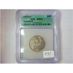 2003-D Arkansas Quarter ICG MS67