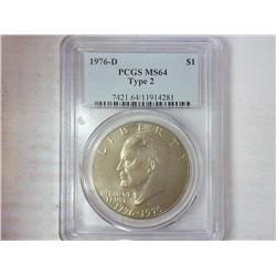 1976-D Type II Ike Dollar PCGS MS64