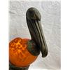 Image 7 : VINTAGE PELICAN COLORED GLASS AND METAL LAMP