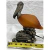 Image 9 : VINTAGE PELICAN COLORED GLASS AND METAL LAMP