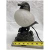 Image 10 : VINTAGE SEAGULL COLORED GLASS AND METAL LAMP