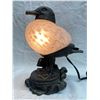 Image 1 : VINTAGE SEAGULL COLORED GLASS AND METAL LAMP