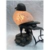 Image 2 : VINTAGE SEAGULL COLORED GLASS AND METAL LAMP