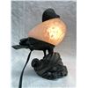 Image 3 : VINTAGE SEAGULL COLORED GLASS AND METAL LAMP