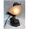 Image 4 : VINTAGE SEAGULL COLORED GLASS AND METAL LAMP