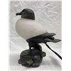 Image 8 : VINTAGE SEAGULL COLORED GLASS AND METAL LAMP
