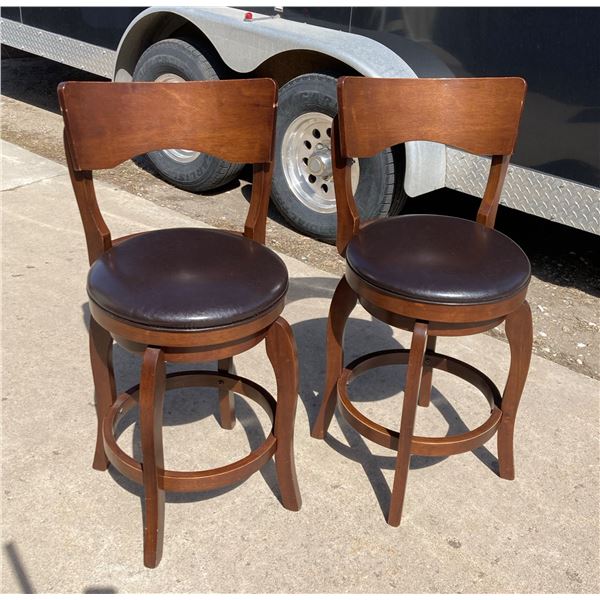 SWIVEL BARSTOOLS WITH BACK REST, PAIR