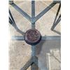Image 10 : VINTAGE SQUARE GLASS TOP SIDE TABLE WITH A DARK WOOD FRAME AND WROUGHT IRON BASE