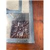 Image 9 : VINTAGE SQUARE GLASS TOP SIDE TABLE WITH A DARK WOOD FRAME AND WROUGHT IRON BASE