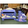 Image 1 : PURPLE FANTASY FIELDS WIZARD AND OUTER SPACE THEMED TOY CHEST AND CHILD'S ROCKING CHAIR