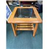 Image 1 : VINTAGE SIDE TABLE FEATURING A SMOKED GLASS TOP