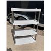 Image 1 : WHITE AND GRAY 4-TIER PLASTIC UTILITY SHELVING UNIT