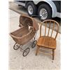 Image 1 : DOLL BUGGY AND WOODEN CHAIR