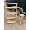 Image 1 : FOLDING BOOKCASE AND WOODEN STOOL