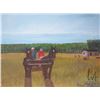 Image 1 : Allen Sapp, framed acrylic on canvas painting, Going to town on buck board, 24" X 18". Note: Artwork