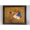 Image 2 : Allen Sapp, framed acrylic on canvas painting, Nokum making bannock, 20" X 16". Note: Artwork & fram