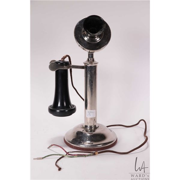 Vintage Northern Electric nickel plated candlestick phone circa 1890-1940