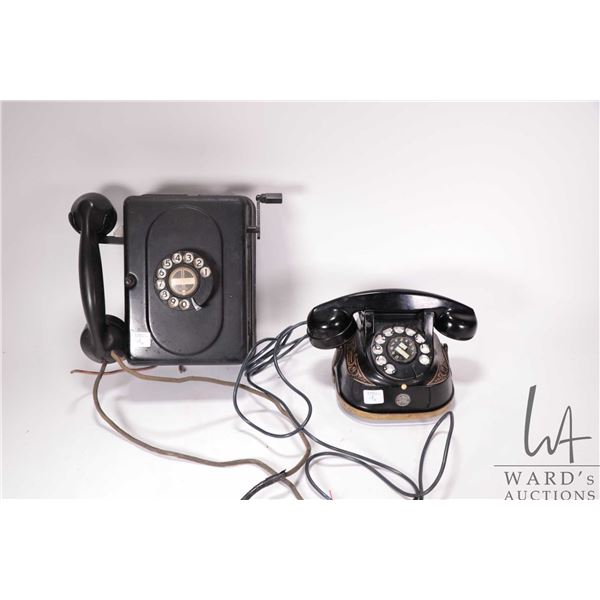 2 Vintage phones including a vintage FTR Kettle Bell Bakelite phone model RTT 56, and a Western Elec