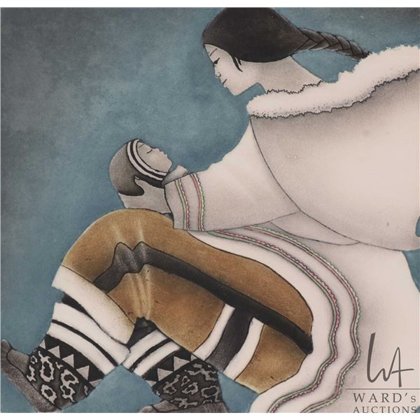 Germaine Arnaktauyok, framed limited edition aquatint titled "Quiet Time", pencil signed by artist, 